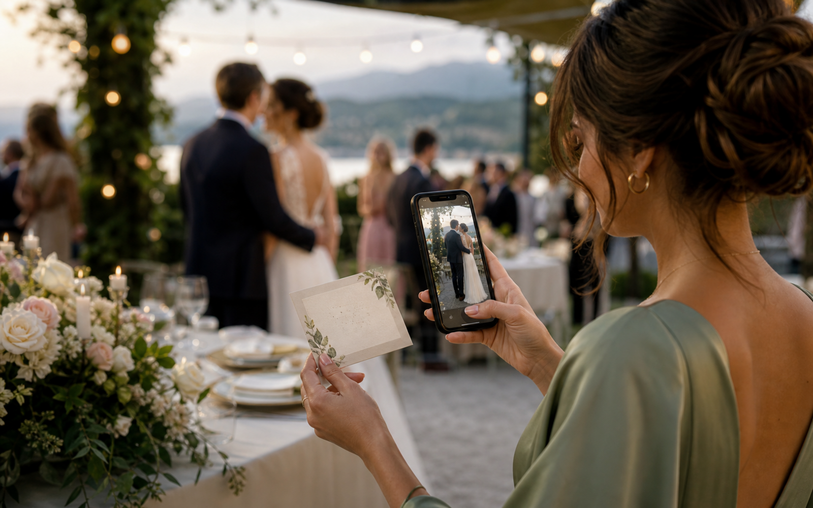 Wedding guest scans a QR code for a photo experience