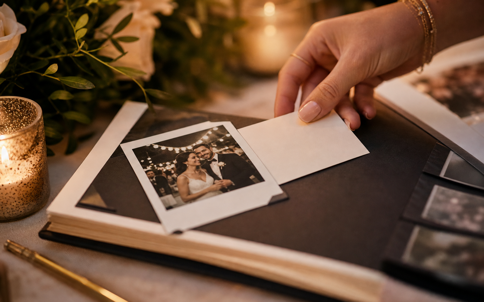 Wedding photo with message in a private digital album