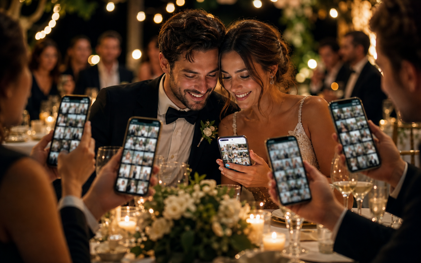 Chaotic WhatsApp wedding photos compared with an organized private album
